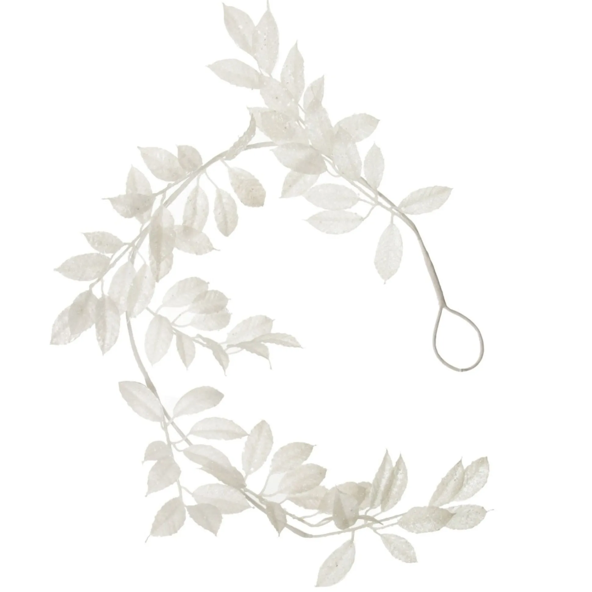 White Glitter Leaf Christmas Garland Christmas Garlands|