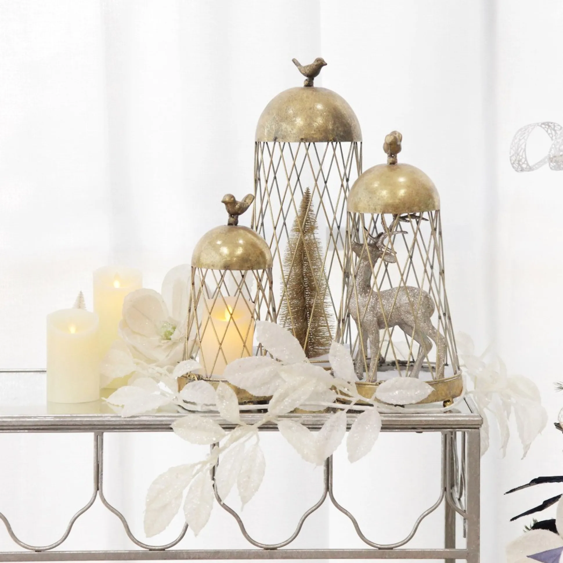 White Glitter Leaf Christmas Garland Christmas Garlands|