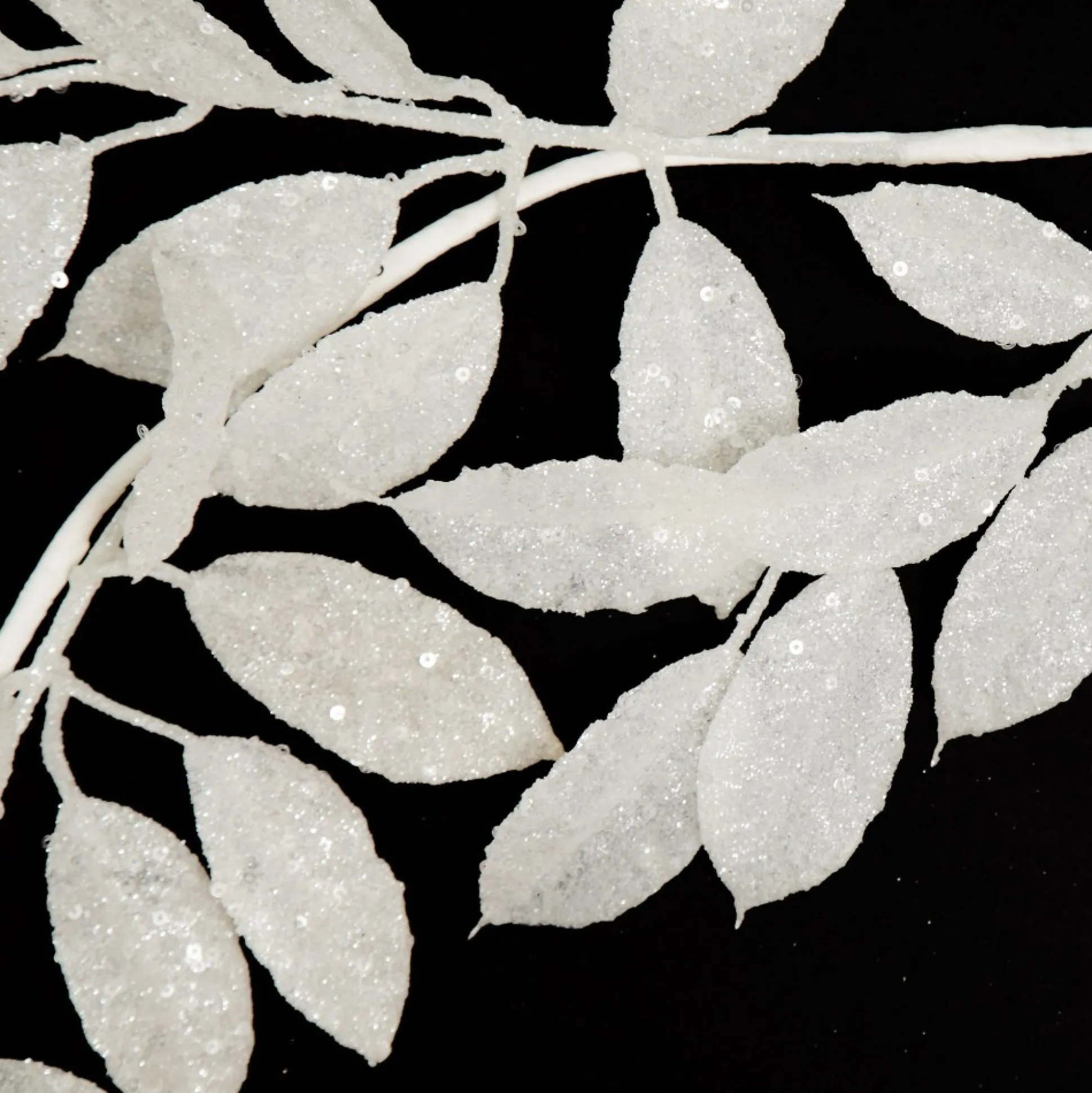 White Glitter Leaf Christmas Garland Christmas Garlands|