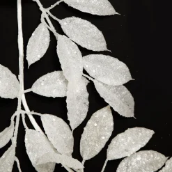 White Glitter Leaf Christmas Garland Christmas Garlands|