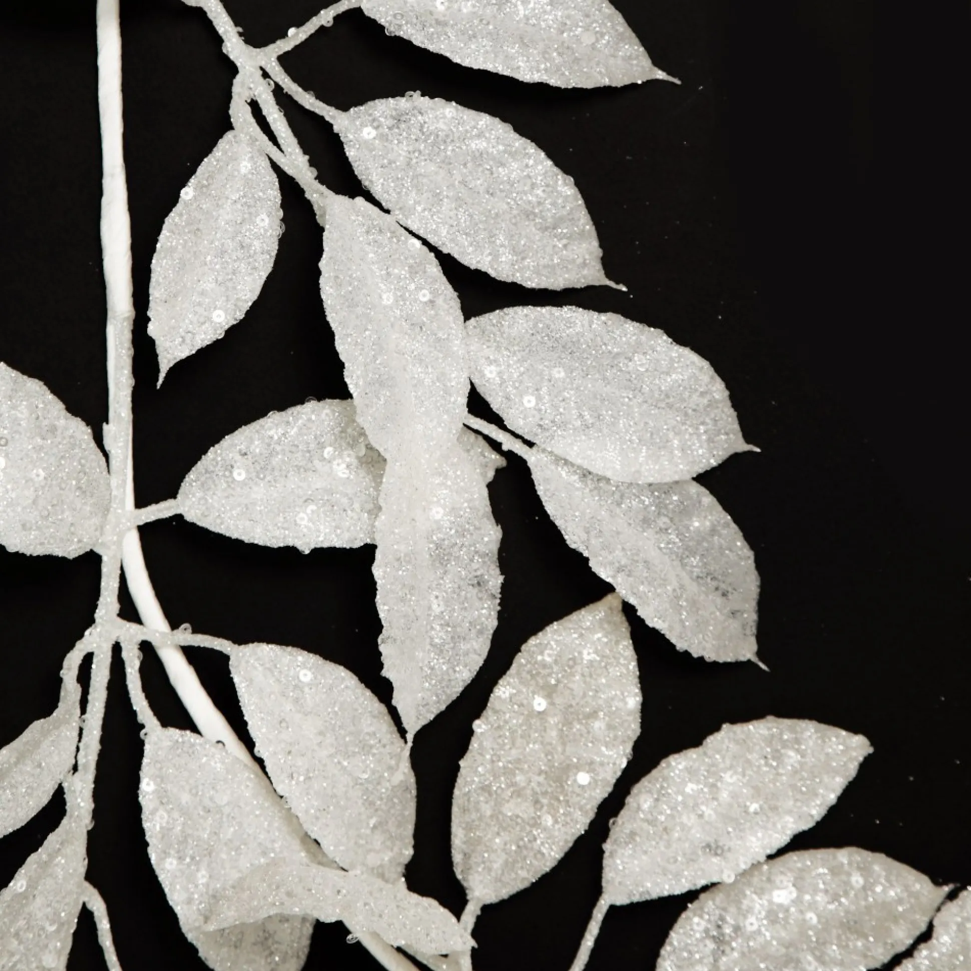 White Glitter Leaf Christmas Garland Christmas Garlands|