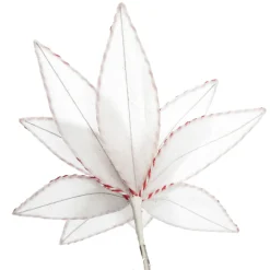 White Glitter Poinsetta Flower Clip with Twine Trim and Bells Christmas Flowers|