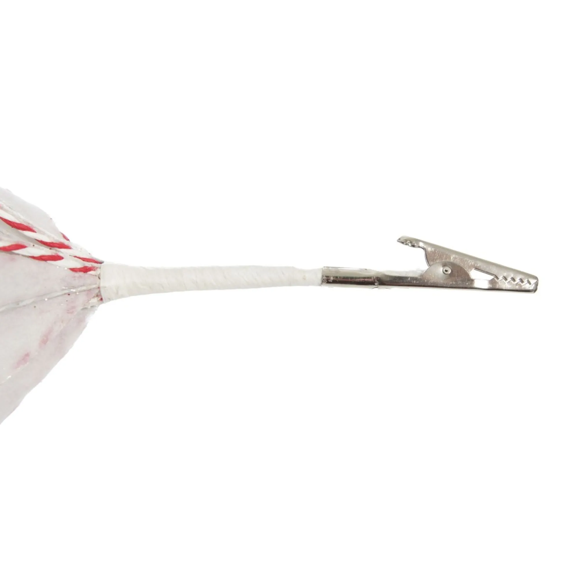 White Glitter Poinsetta Flower Clip with Twine Trim and Bells Christmas Flowers|