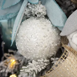White Glitter Sequin and Bead Ball Decorative Christmas Baubles|