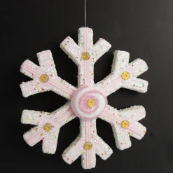 White Glitter Snowflake with Pink Frosting and Sprinkles Snowflakes And Stars|