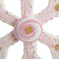 White Glitter Snowflake with Pink Frosting and Sprinkles Snowflakes And Stars|