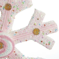 White Glitter Snowflake with Pink Frosting and Sprinkles Snowflakes And Stars|