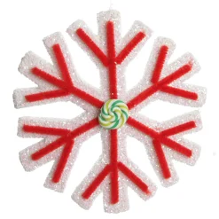White Glitter Snowflake with Red Icing Snowflakes And Stars|