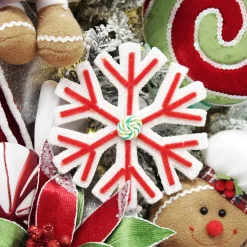 White Glitter Snowflake with Red Icing Snowflakes And Stars|