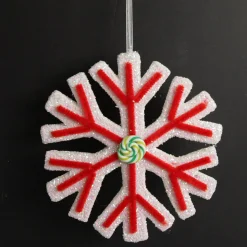 White Glitter Snowflake with Red Icing Snowflakes And Stars|