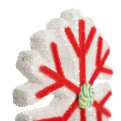 White Glitter Snowflake with Red Icing Snowflakes And Stars|