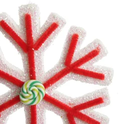 White Glitter Snowflake with Red Icing Snowflakes And Stars|