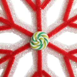 White Glitter Snowflake with Red Icing Snowflakes And Stars|