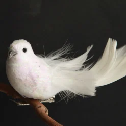 White Iridescent Finish Bird Clip Butterflies And Birds|