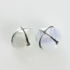 White Iridescent Mini Jingle Bell Decorations - Bag of 15 Christmas Craft Supplies|