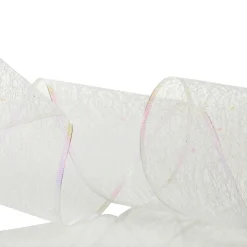 White Iridescent Spider Mesh Wired Christmas Ribbon Garland Tree Garlands|