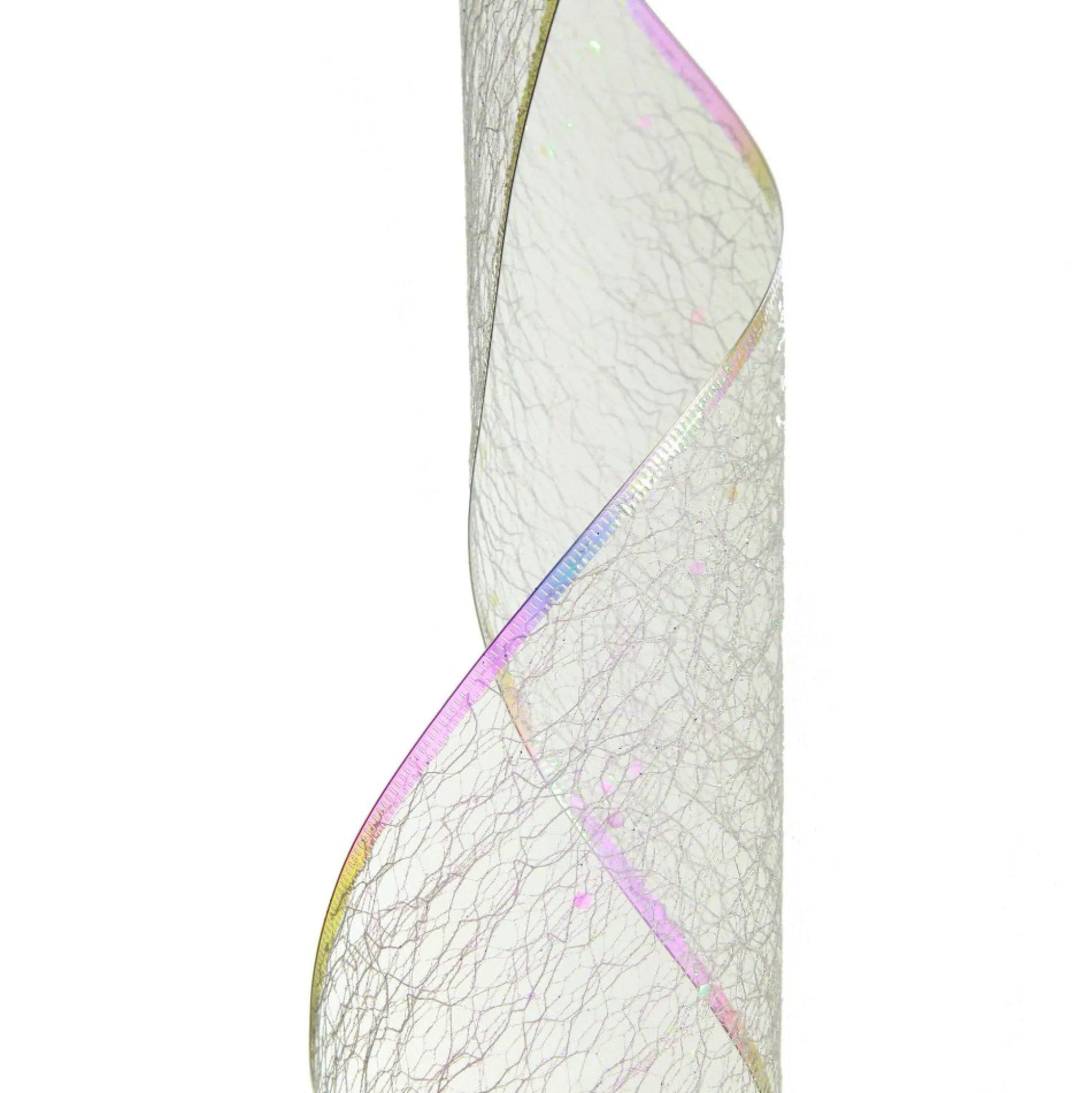 White Iridescent Spider Mesh Wired Christmas Ribbon Garland Tree Garlands|