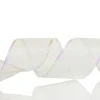 White Organza with White Glitter Pattern Wired Christmas Ribbon Ribbons|
