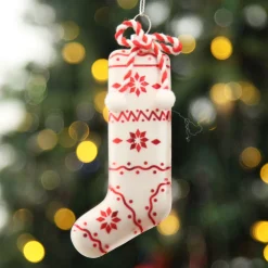White Patterned Stocking Christmas Decoration Christmas Tree Decorations|