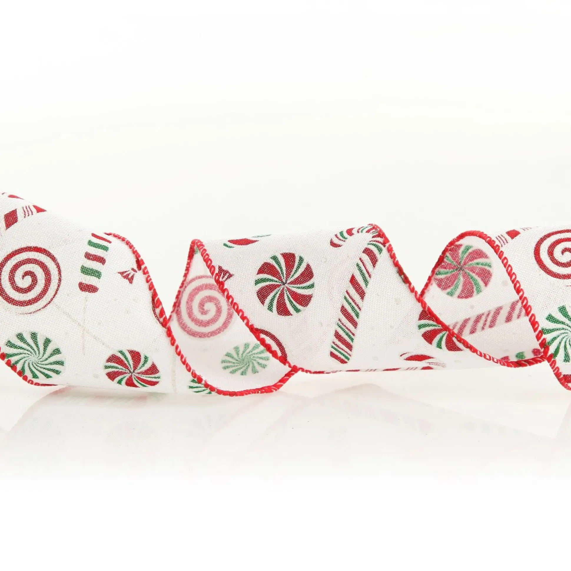 White Peppermint Candy Cane Ribbon - 6.3cm Ribbons|
