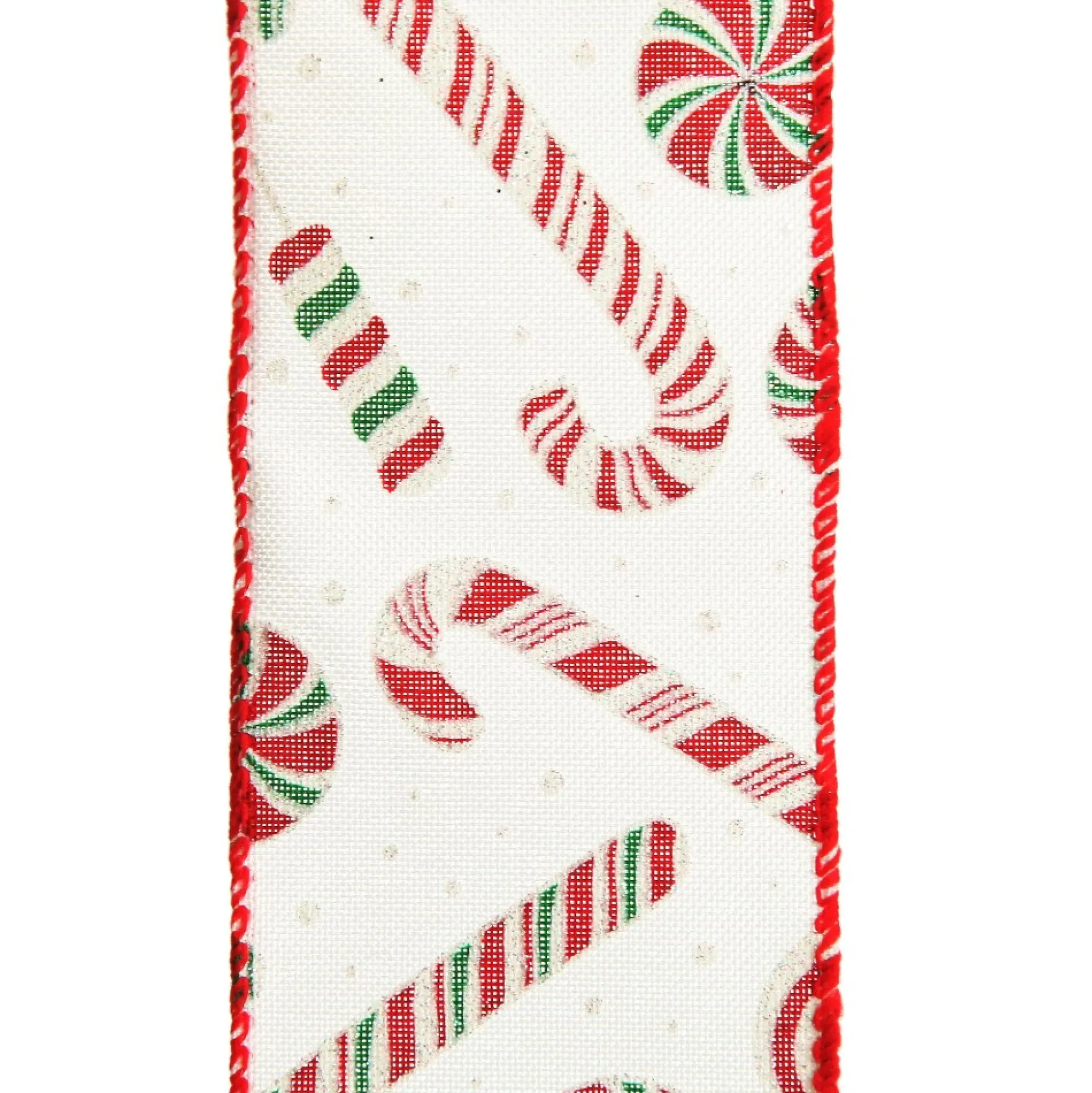 White Peppermint Candy Cane Ribbon - 6.3cm Ribbons|