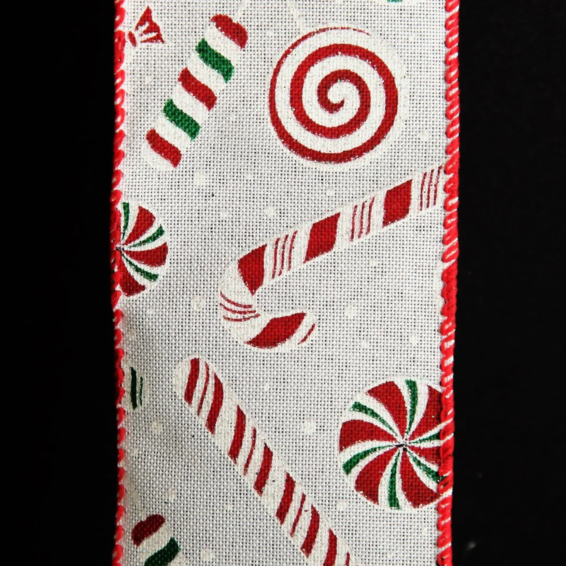 White Peppermint Candy Cane Ribbon - 6.3cm Ribbons|