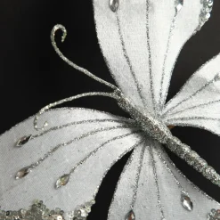 White Satin and Silver Sequin Butterfly Clip Butterflies And Birds|