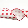White Satin Christmas Ribbon Garland with Red Dots Tree Garlands|