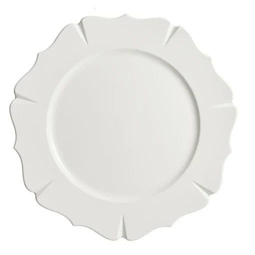 White Scallop Rim Charger Plate Christmas Table Decor|