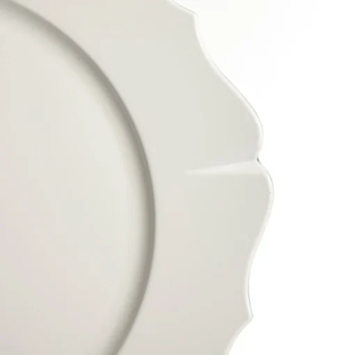 White Scallop Rim Charger Plate Christmas Table Decor|