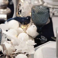 White Sequin Bird with Clip Butterflies And Birds|