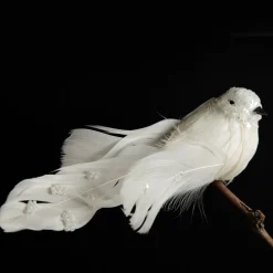 White Sequin Bird with Clip Butterflies And Birds|