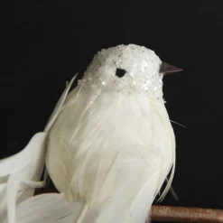 White Sequin Bird with Clip Butterflies And Birds|
