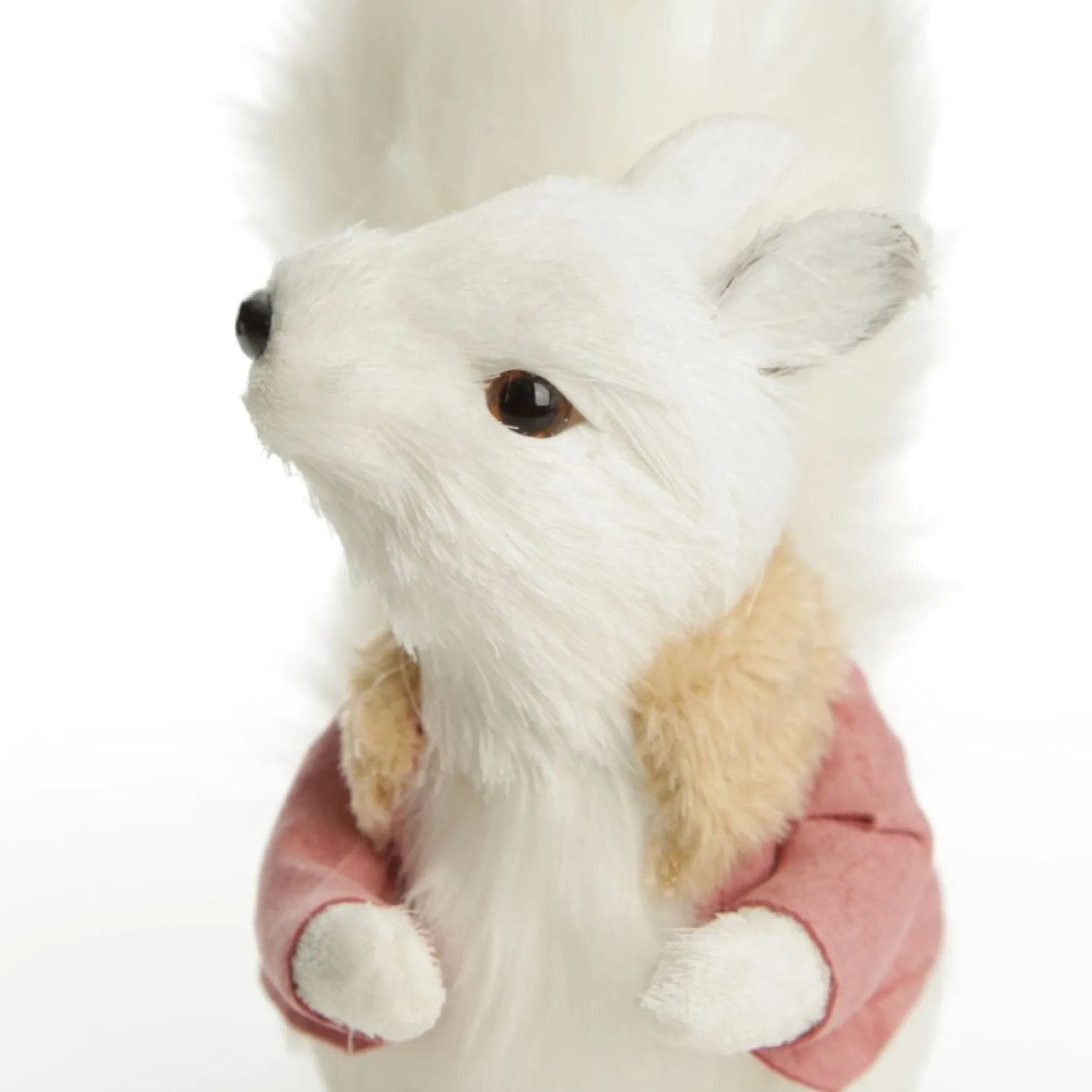 White Squirrel with Bushy Tail and Pink Jacket Christmas Birds And Animals|