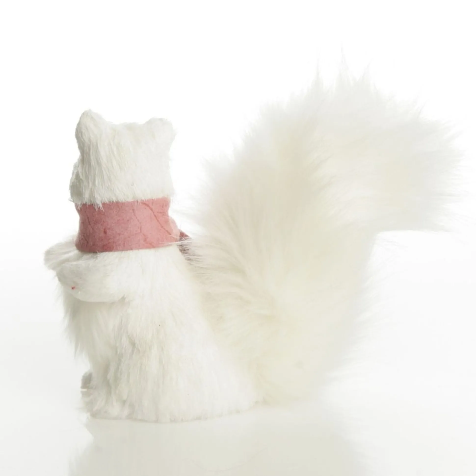 White Squirrel with Bushy Tail and Pink Scarf Christmas Birds And Animals|