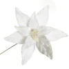 White Velvet Poinsettia Flower Stem Christmas Flowers|
