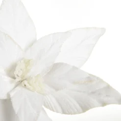 White Velvet Poinsettia Flower Stem Christmas Flowers|