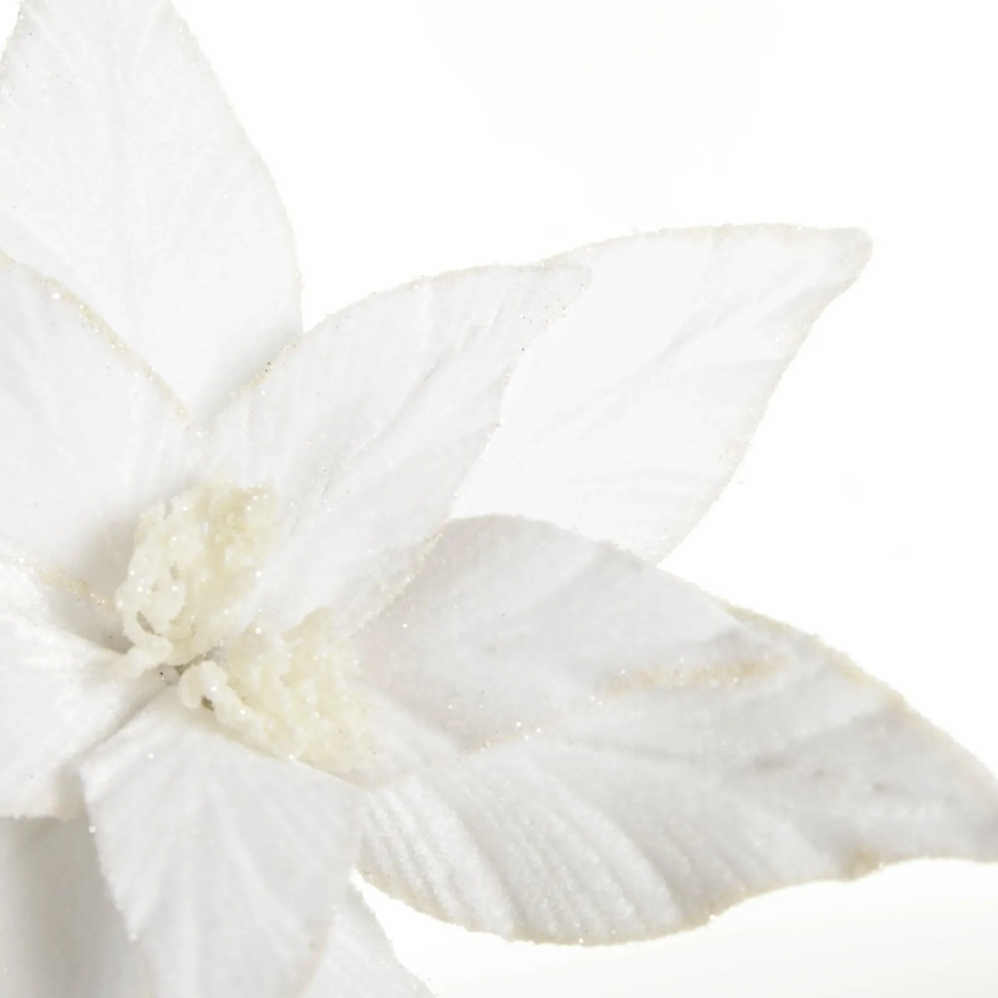 White Velvet Poinsettia Flower Stem Christmas Flowers|