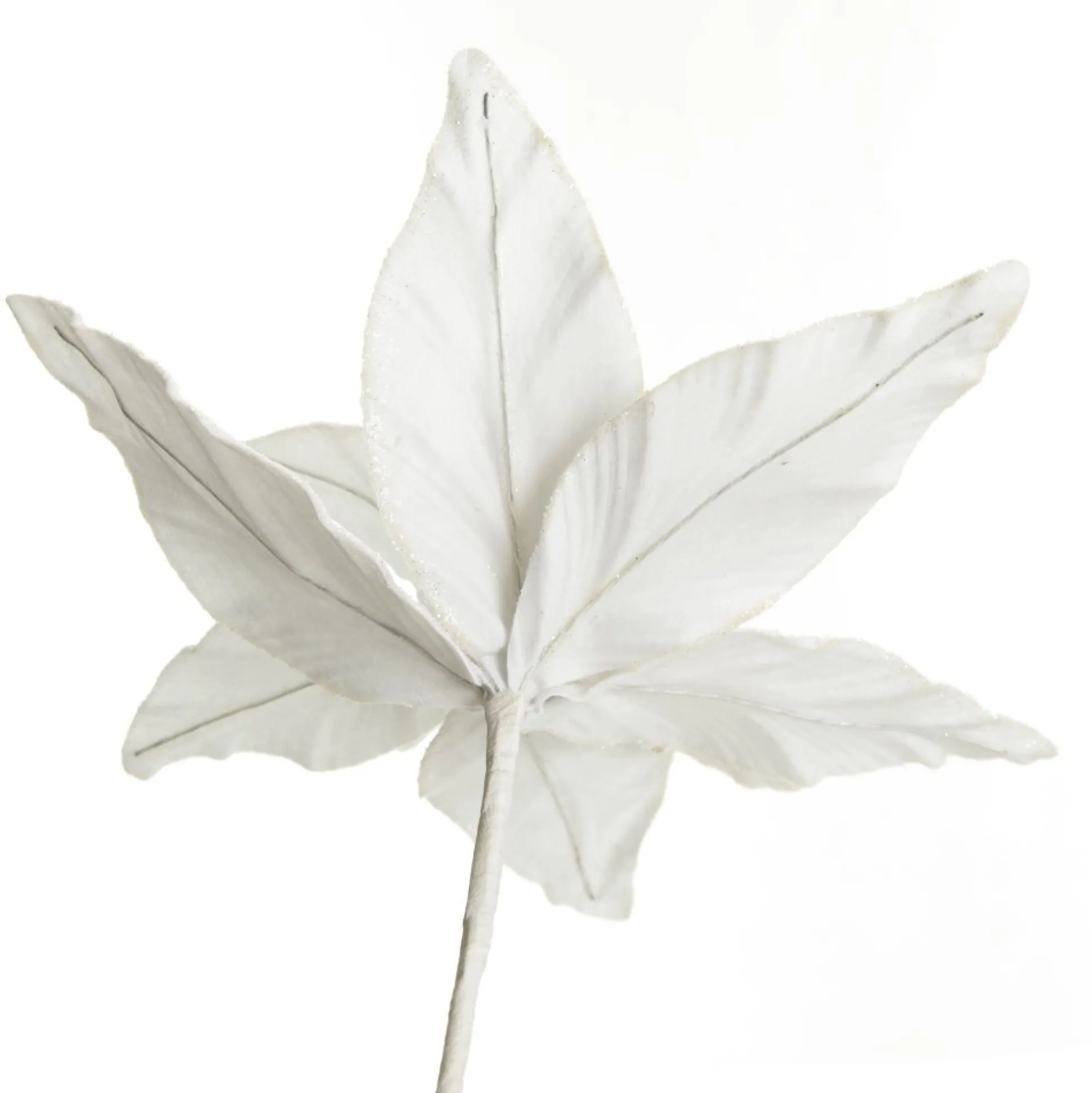 White Velvet Poinsettia Flower Stem Christmas Flowers|