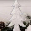 White Washed Wood Tree with White Fur Table Top Christmas Trees|