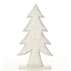 White Washed Wood Tree with White Fur Table Top Christmas Trees|