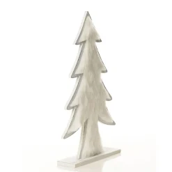 White Washed Wood Tree with White Fur Table Top Christmas Trees|