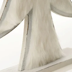 White Washed Wood Tree with White Fur Table Top Christmas Trees|