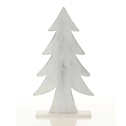 White Washed Wood Tree with White Fur Table Top Christmas Trees|
