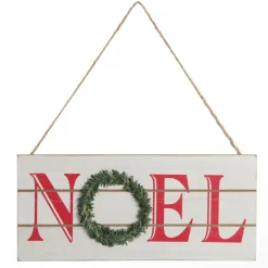 White Wood Hanging Christmas Noel Plaque Wall Hangings And Signs|
