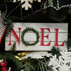 White Wood Hanging Christmas Noel Plaque Wall Hangings And Signs|
