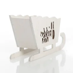 White Wooden Sleigh with Merry Christmas Christmas Ornaments|