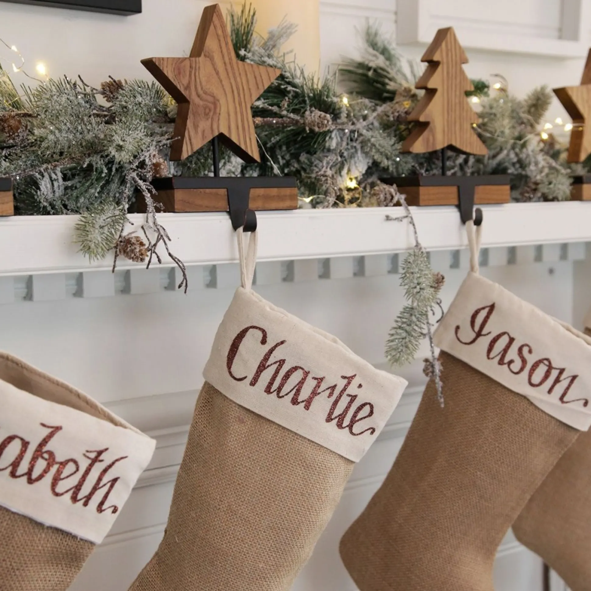 Wood Star Christmas Stocking Hanger Stocking Hangers|