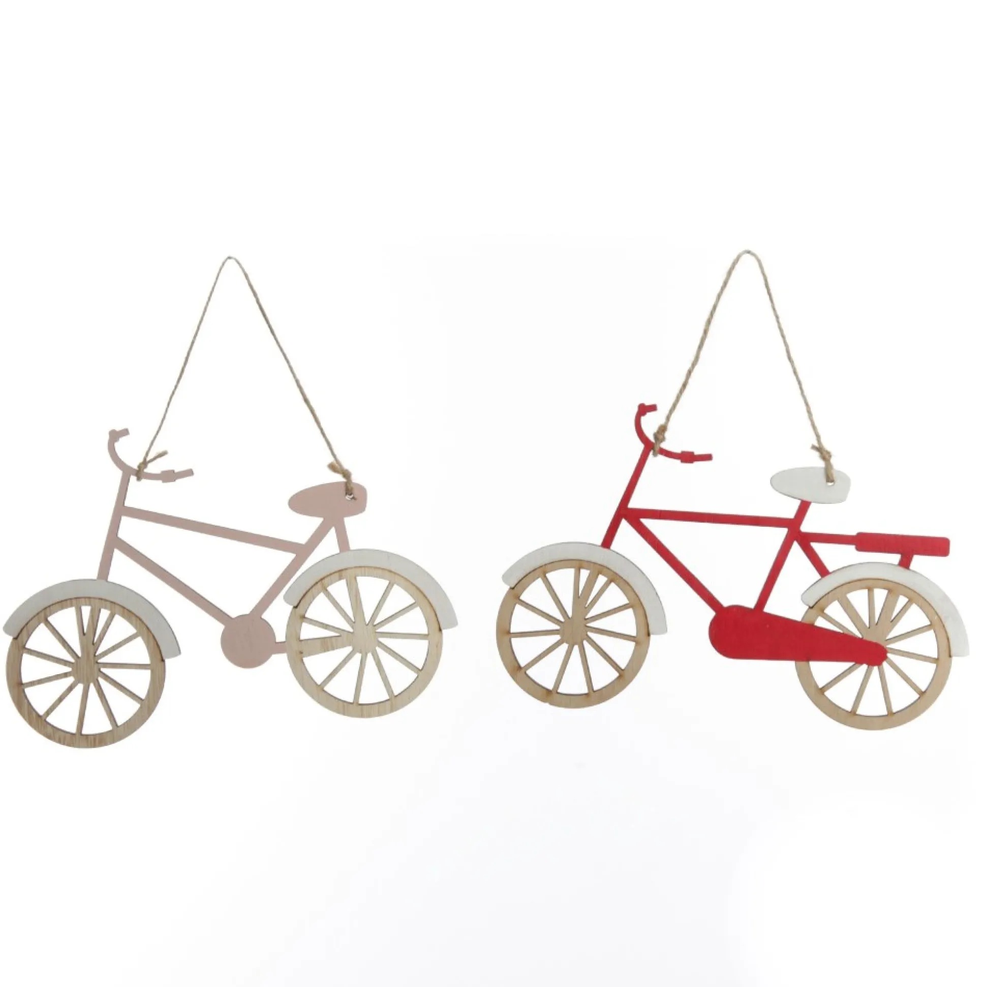 Wooden Bike Christmas Decoration - Set of 2 Christmas Tree Decorations|