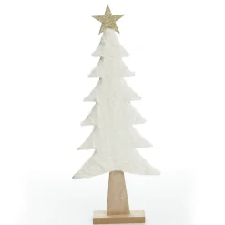 Wooden Christmas Tree with Fur and Star Ornament Table Top Christmas Trees|
